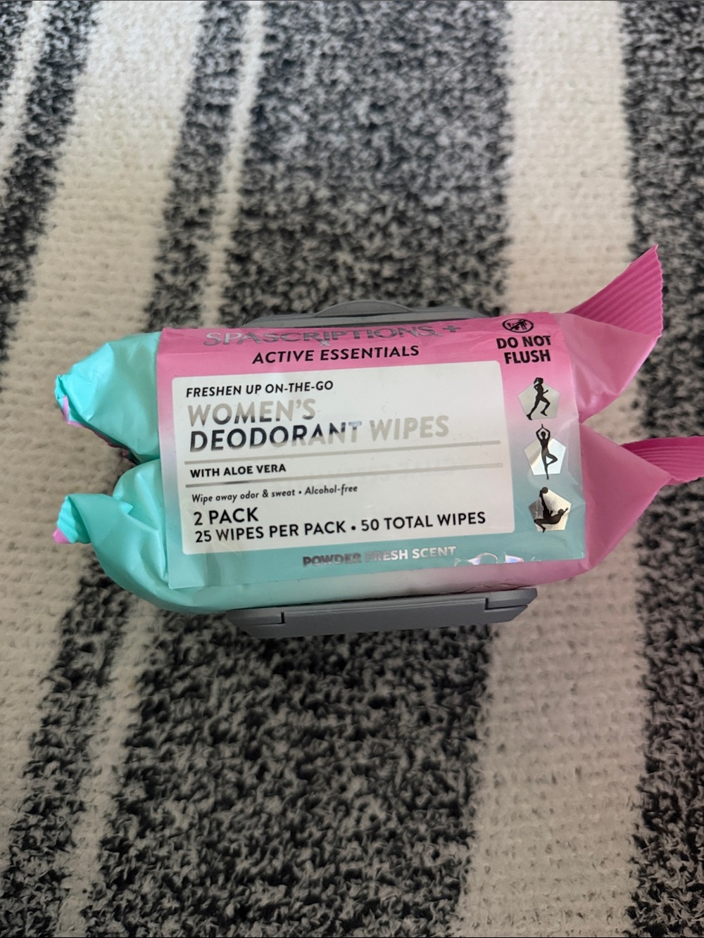 Women's Deodorant Wipes with Aloe Vera - Pink & Teal - Active Essentials